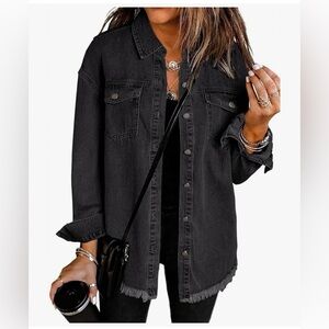Zeagoo Charcoal denim Button Down Shacket - XXL
